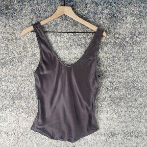 Free People‎ Intimately Tank Top Womens Small Gray Satin Cami Scoop Neck NWT